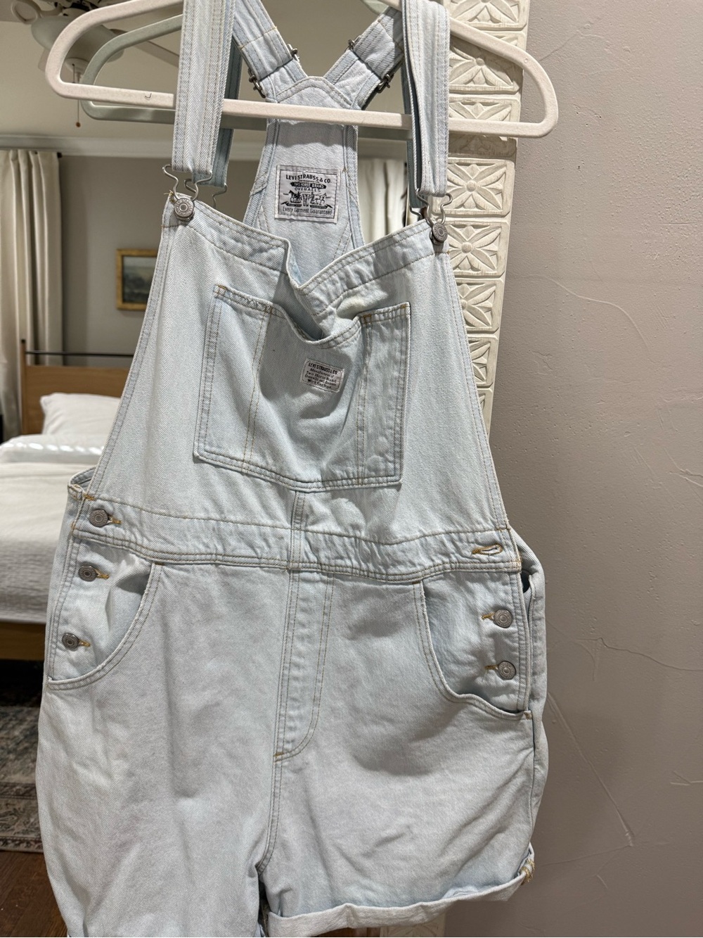 Levi’s Light Wash Denim Short Overalls